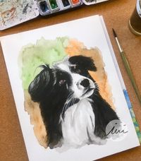 Hund Aquarell mit farbigem Hintergrund